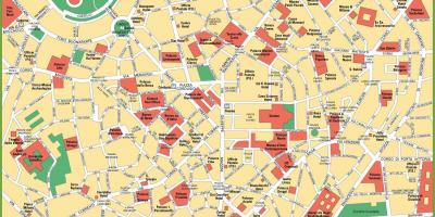 მილანის ქალაქის ცენტრში რუკა