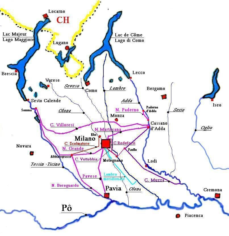 რუკა მილანში navigli უბანი