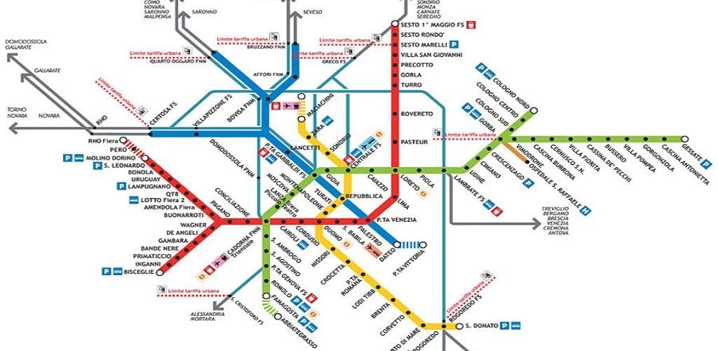 tube რუკა მილანი