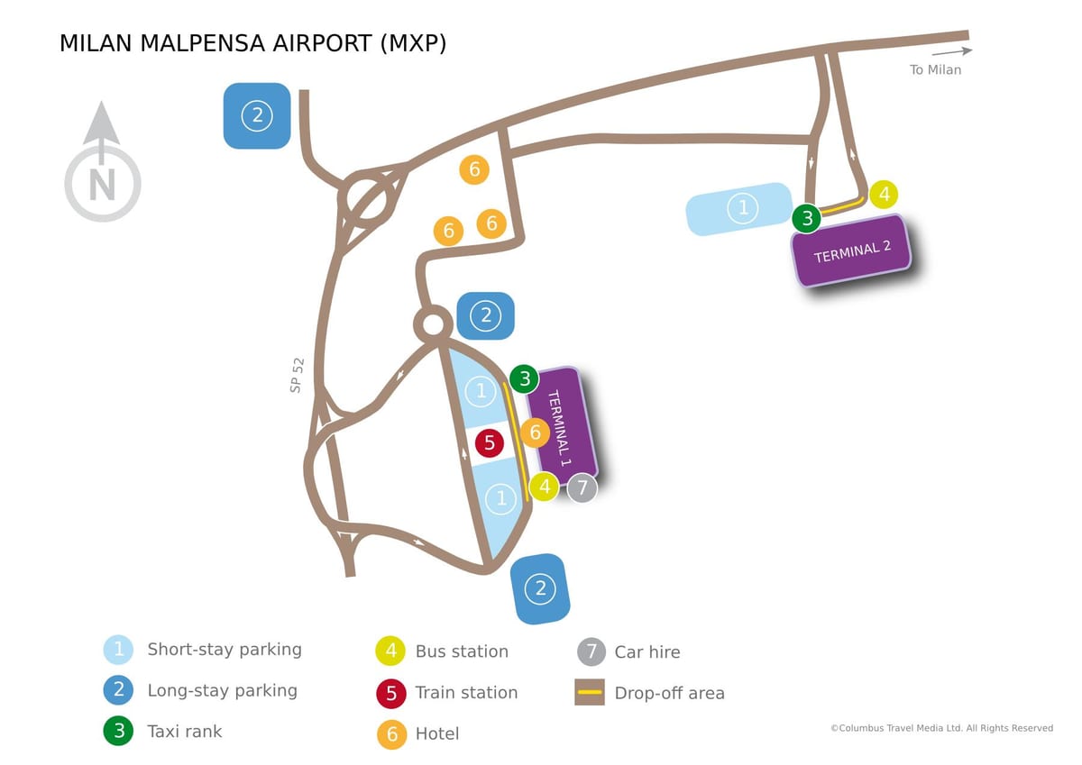 მილანში malpensa terminal 1 რუკა