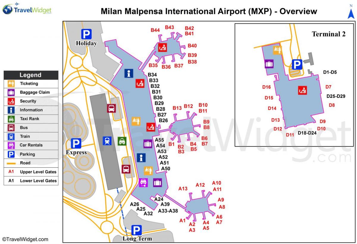 რუკა მილანში აეროპორტებში და მატარებლის სადგურებზე