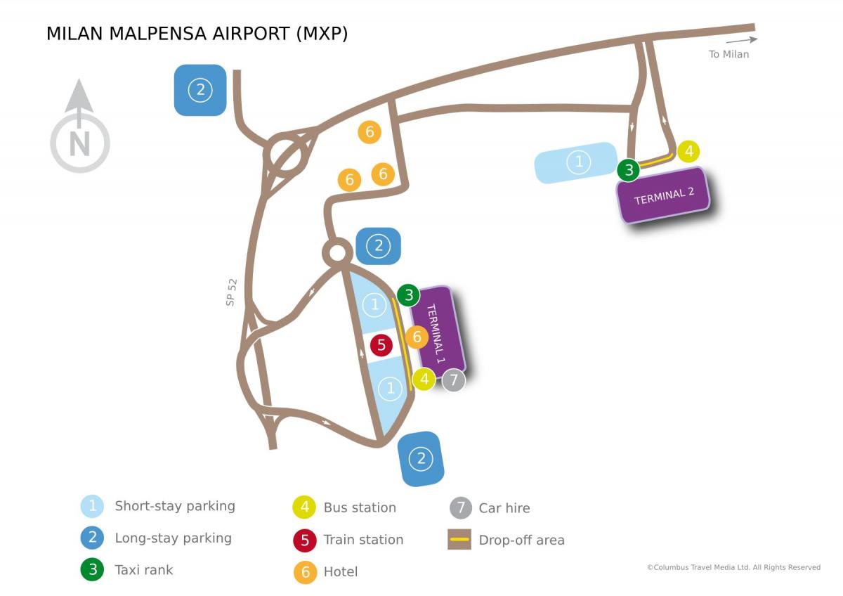 მილანში malpensa terminal 1 რუკა