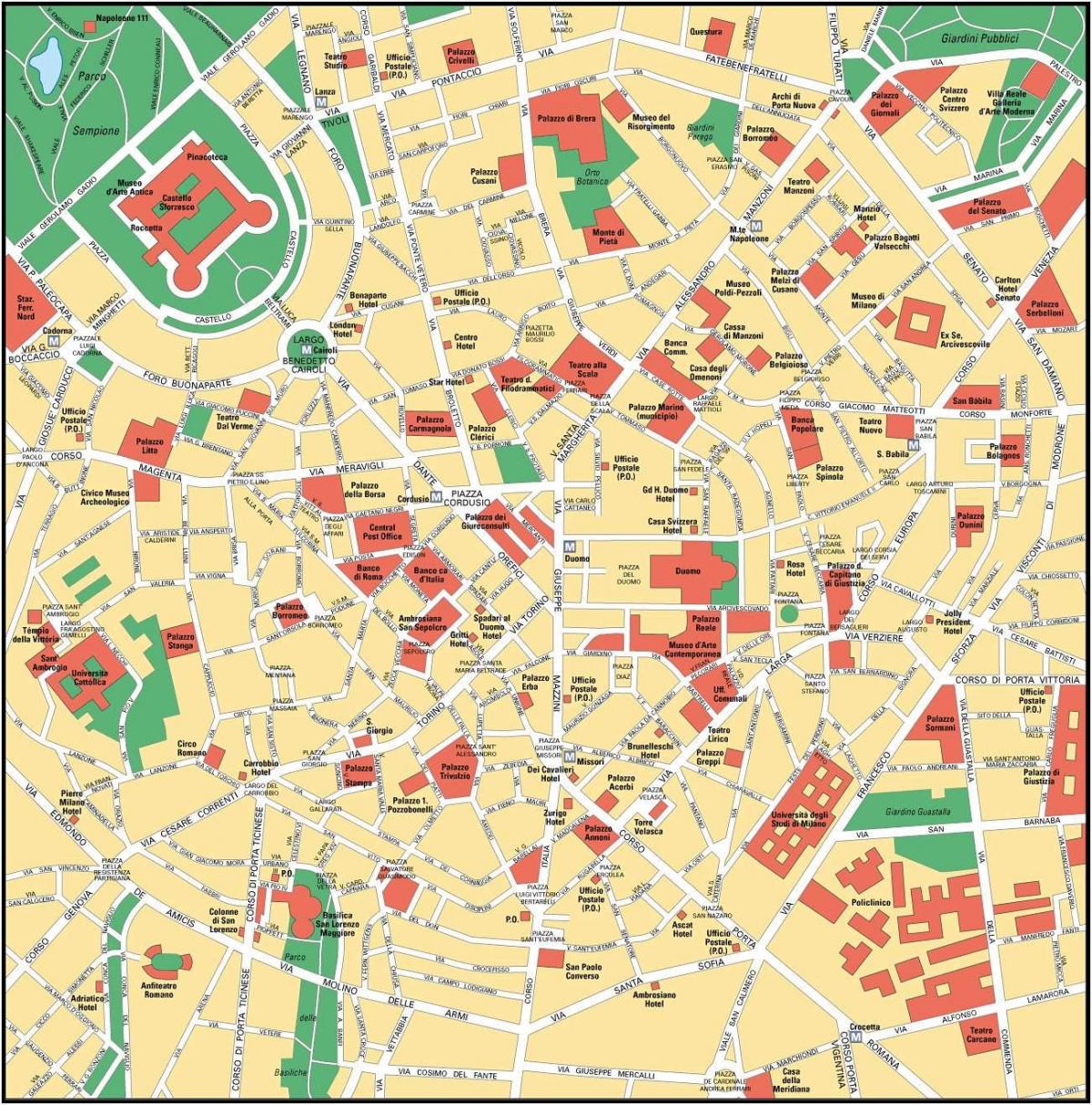 milan italy ქალაქის ცენტრში რუკა
