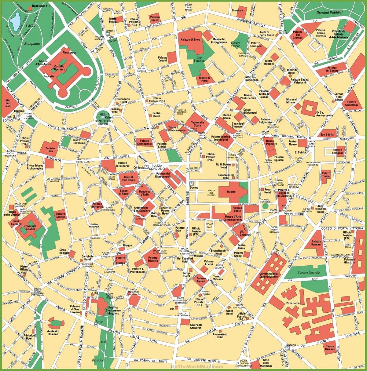 მილანის ქალაქის რუკა