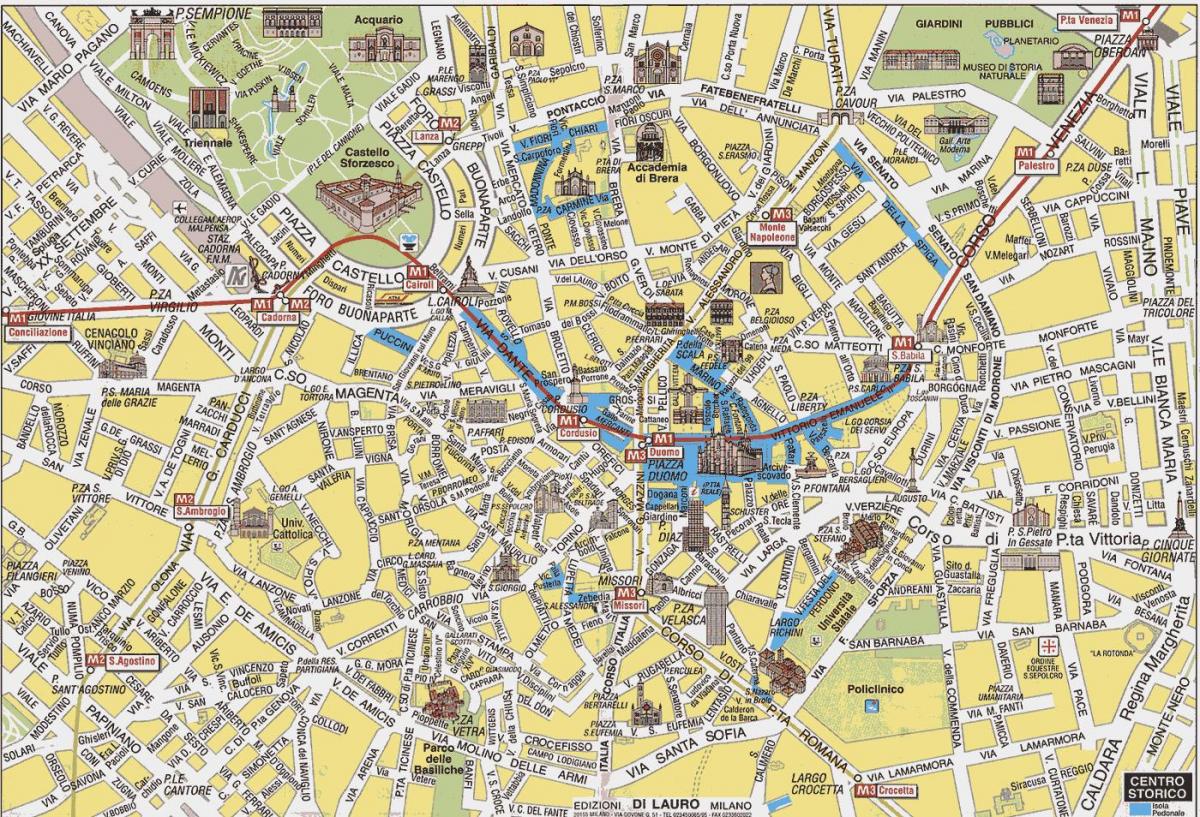 მილანის ქალაქის რუკა ერთად, ატრაქციონები